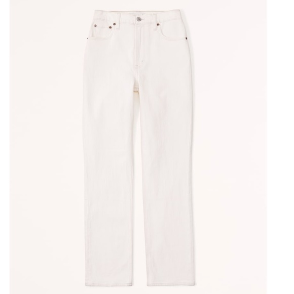 Abercrombie & Fitch Curve Love Cream Ultra High Rise 90s Straight Jean 18L / 34 - Picture 1 of 8